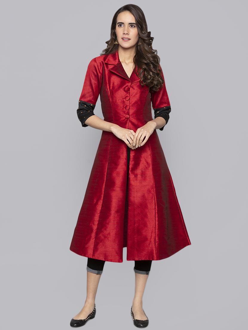 a-line solid kurta - 16010970 - Zoom Image - 0
