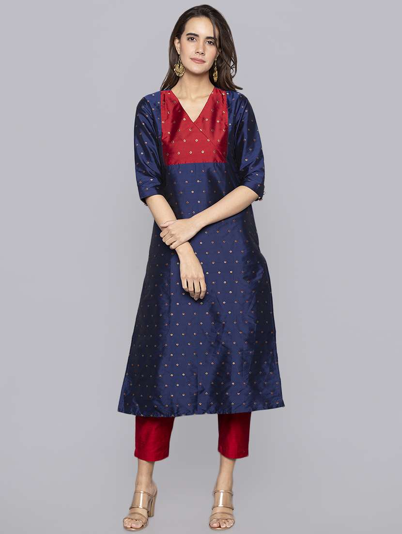 color block straight kurta