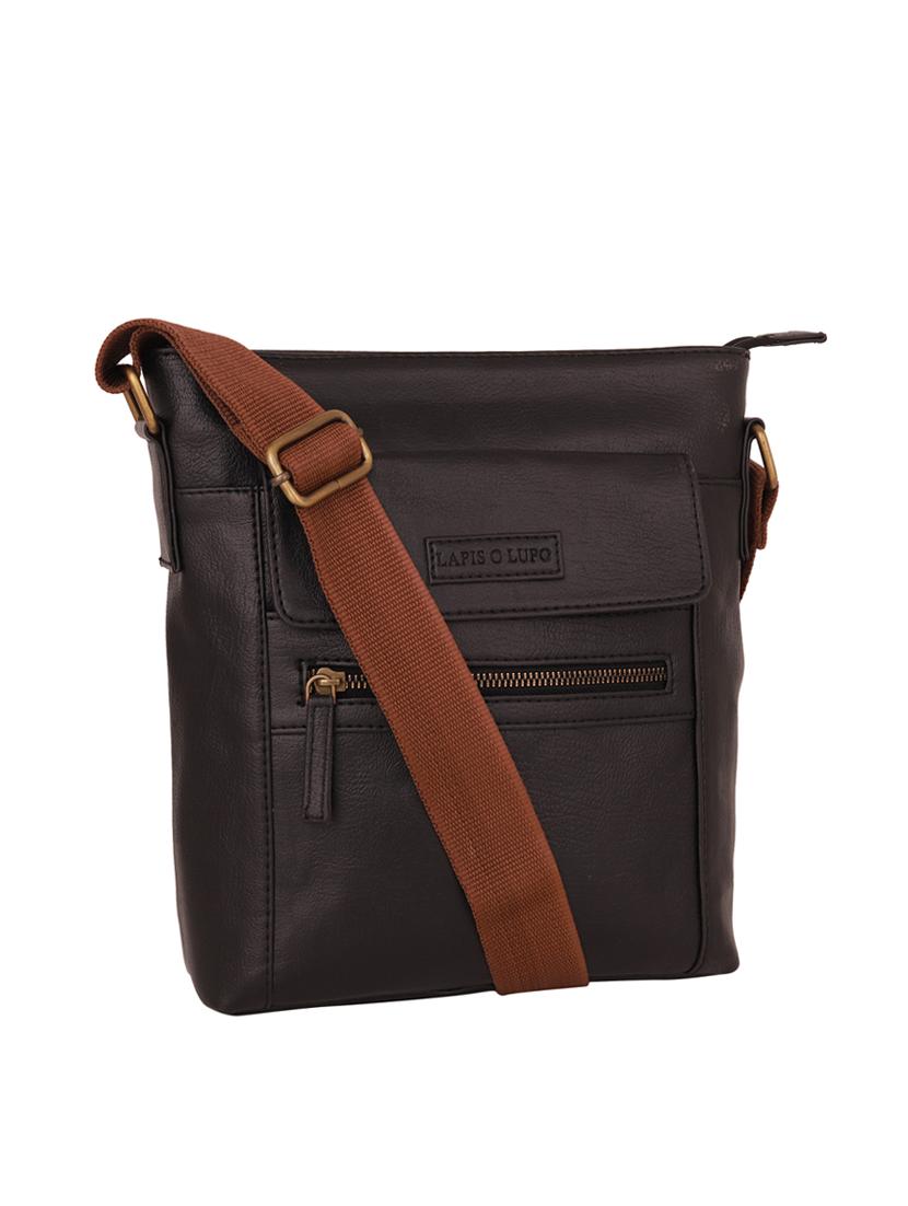 black leatherette (pu) messenger bag - 16017926 - Standard Image - 3