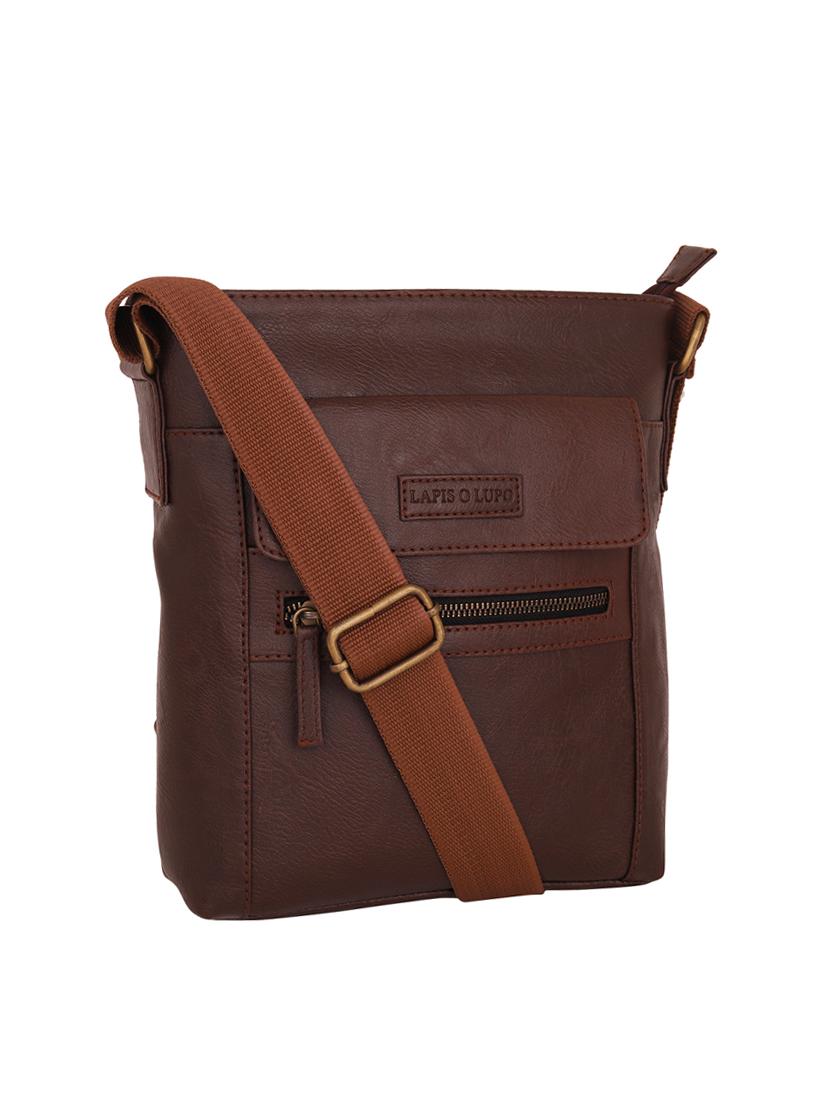 brown leatherette (pu) messenger bag - 16017928 - Standard Image - 3
