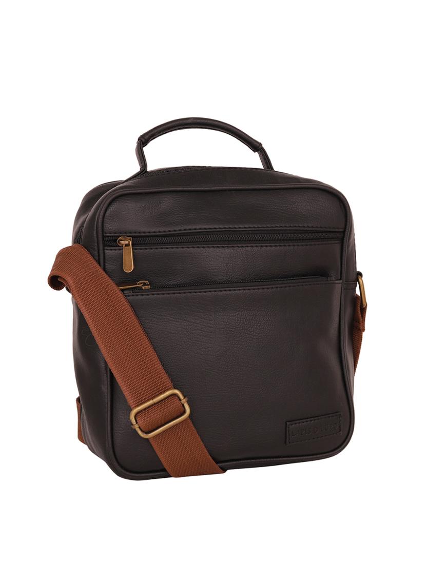 black leatherette (pu) messenger bag - 16017929 - Standard Image - 3