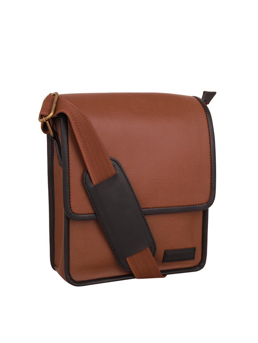 tan leatherette (pu) messenger bag - 16017971 - Standard Image - 3