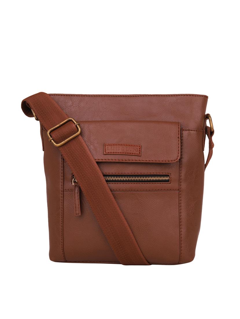 tan leatherette (pu) messenger bag - 16017972 - Zoom Image - 0