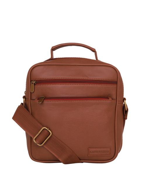 tan leatherette (pu) messenger bag - 16017973 - Standard Image - 0