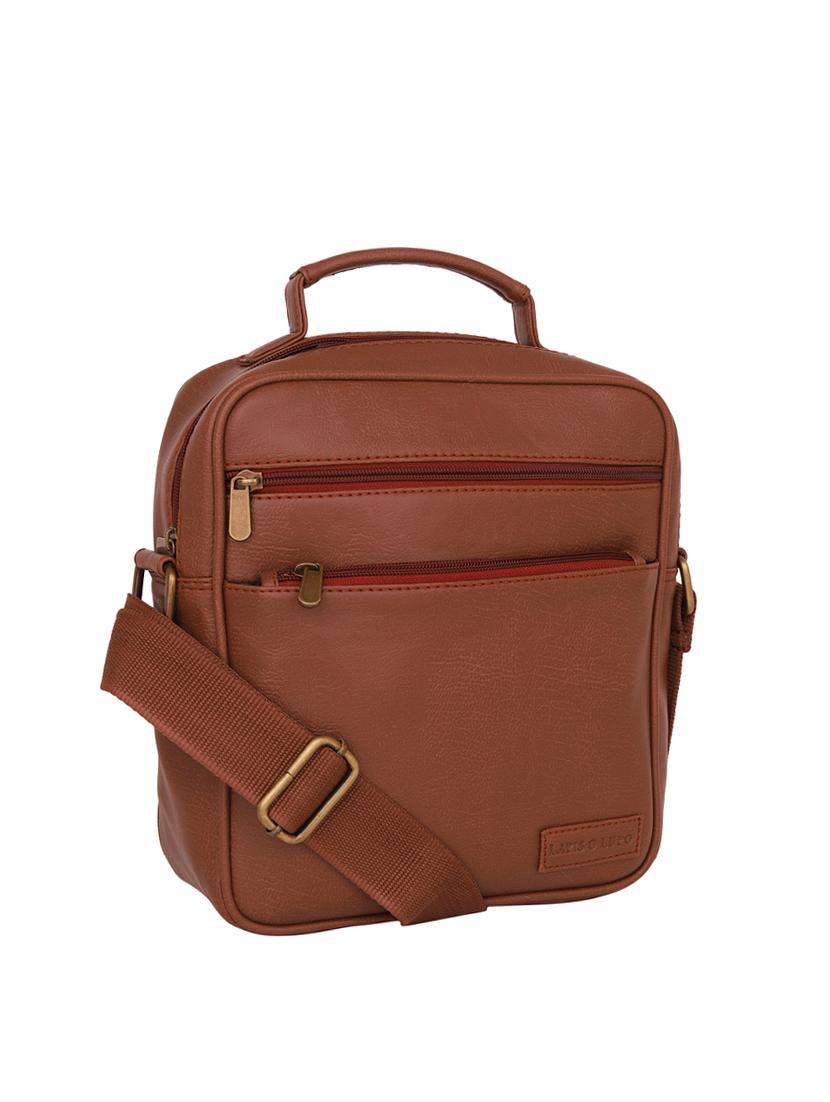 tan leatherette (pu) messenger bag - 16017973 - Standard Image - 3