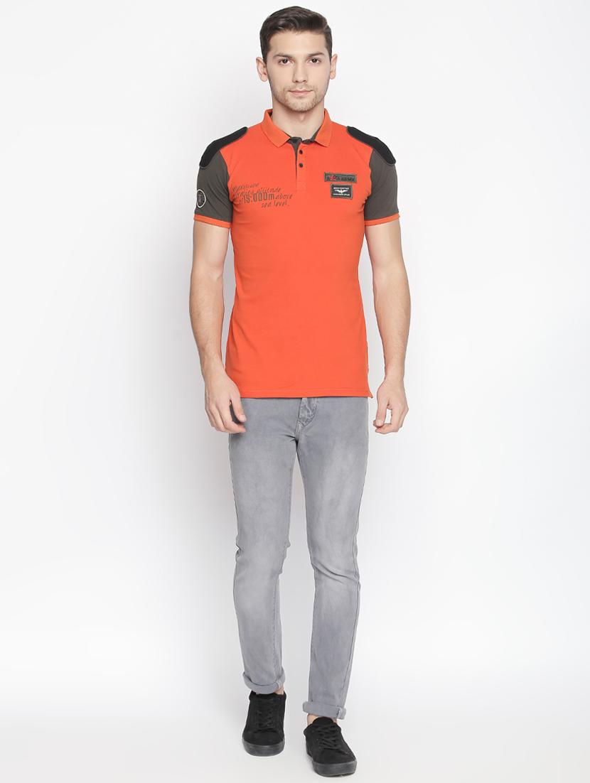 orange color block polo tshirt - 16021510 - Standard Image - 3