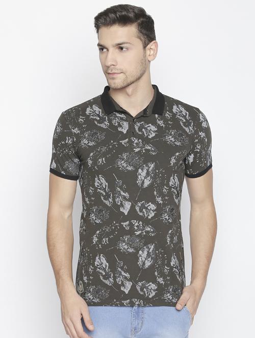 olive green all over print t-shirt - 16021519 - Standard Image - 0