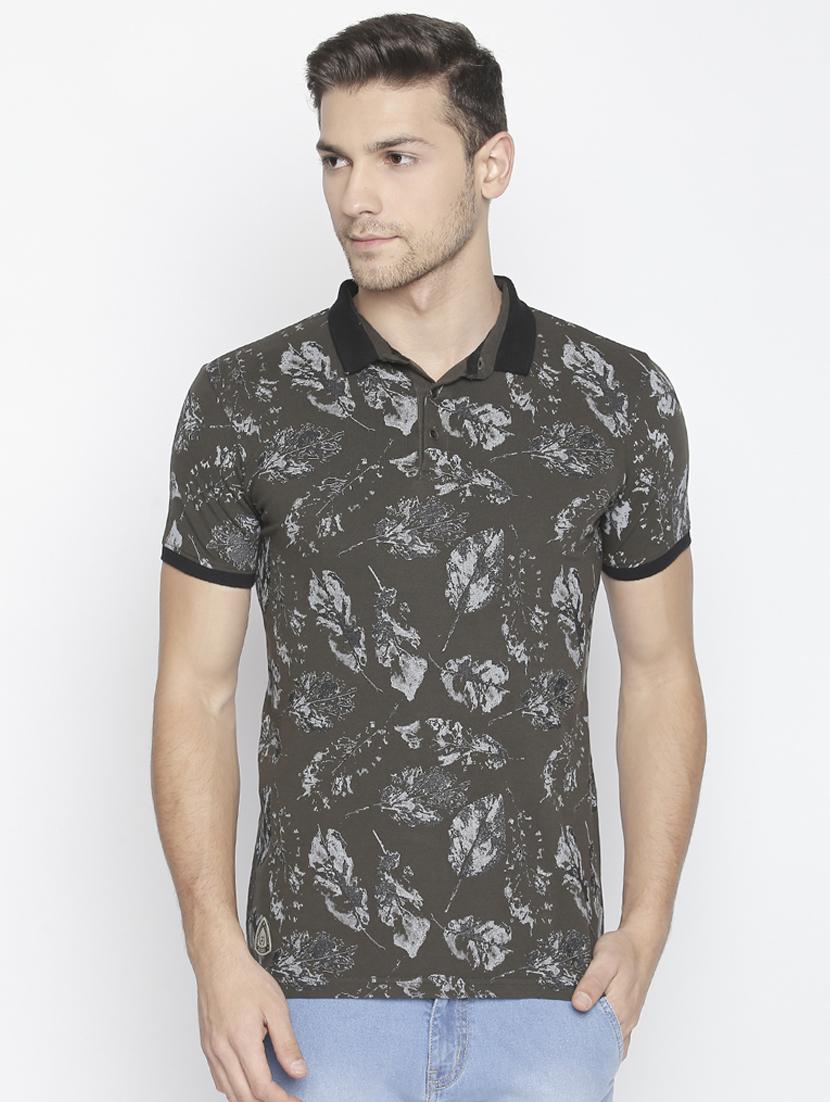 olive green all over print t-shirt - 16021519 - Zoom Image - 0