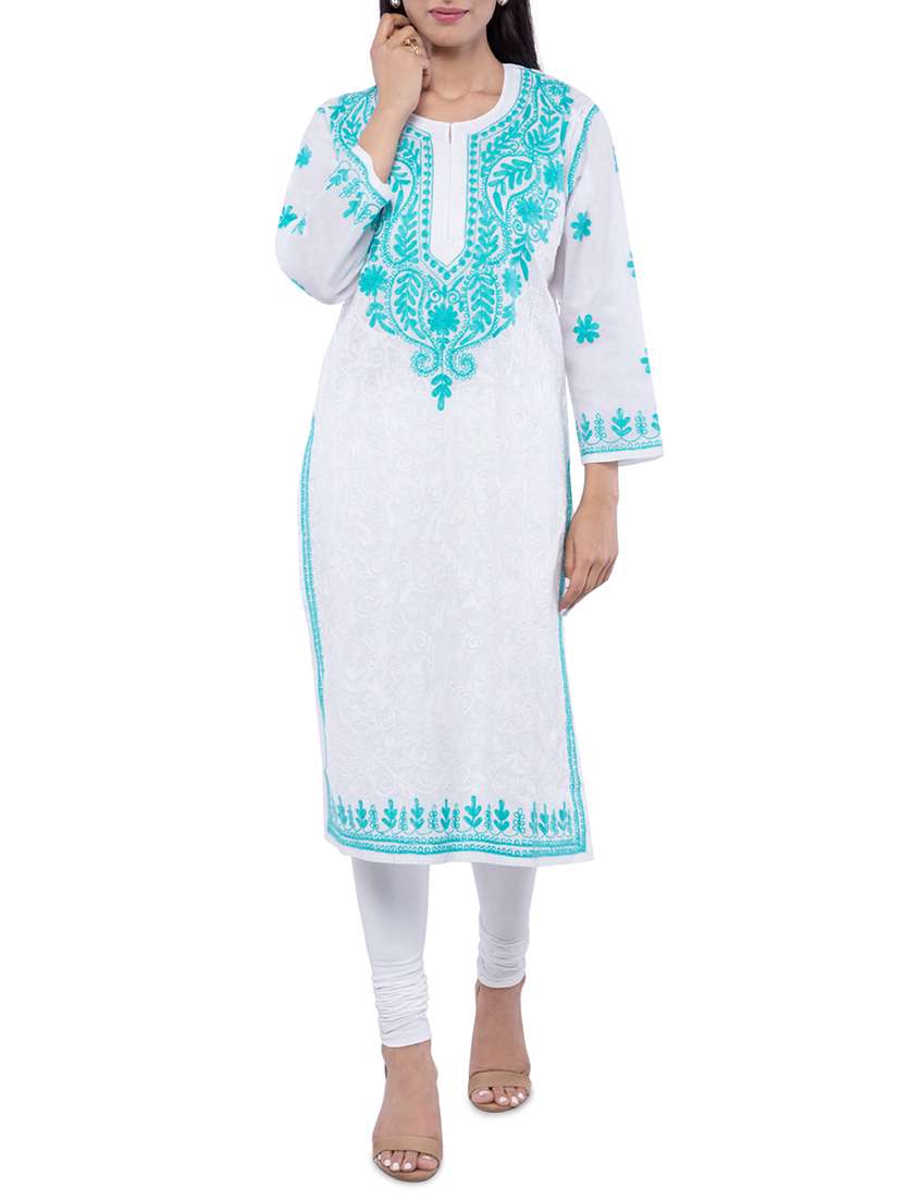 chikankari straight kurta