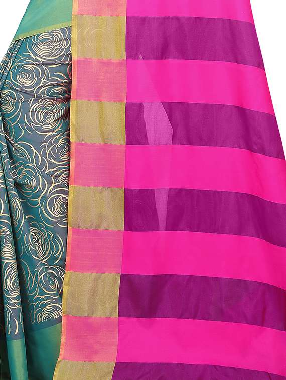 women's floral multi colored saree with blouse - 16030182 -  Standard Image - 3