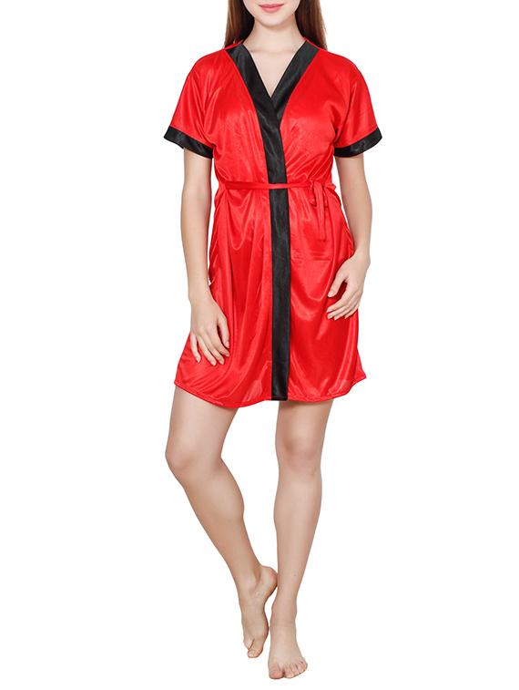 contrast detail sleepwear robe - 16039291 - Zoom Image - 0