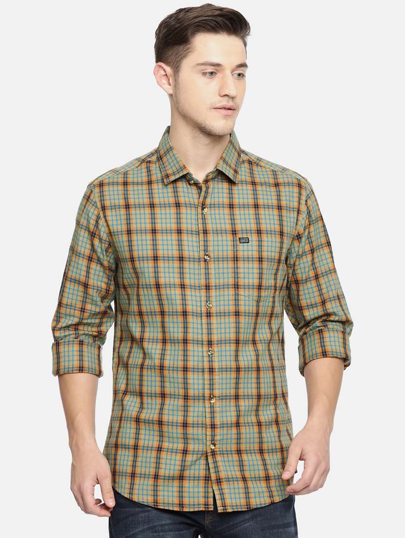 green checkered casual shirt