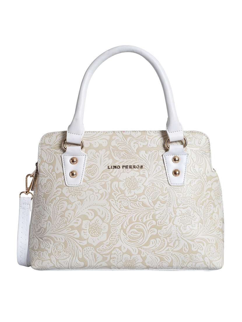 white leatherette (pu)  satchel