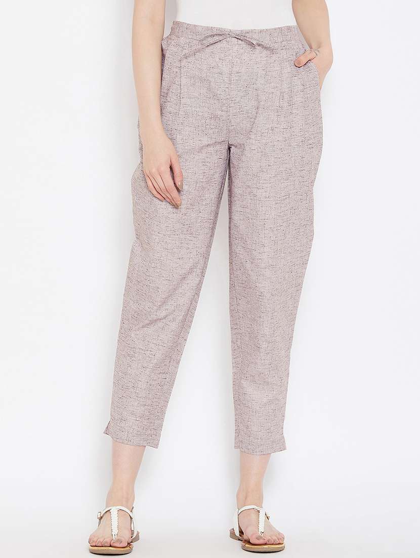 women solid mid rise trouser