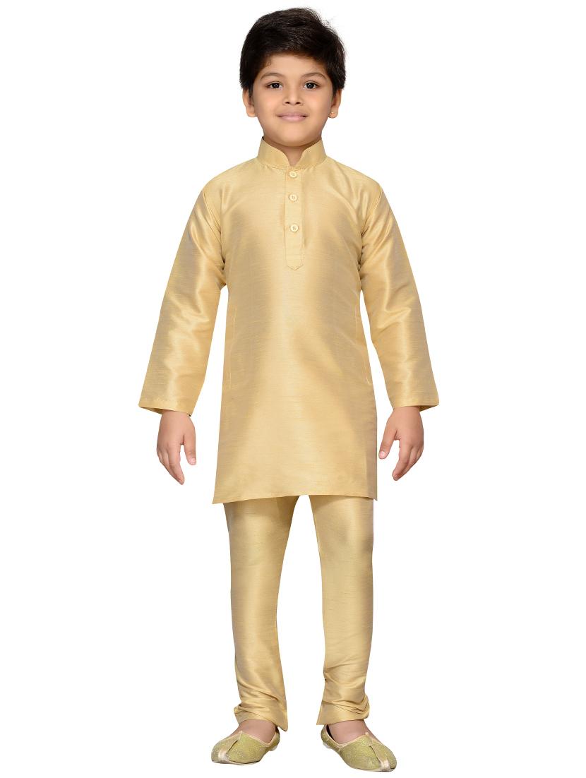 beige silk kurta set - 16047658 - Zoom Image - 0
