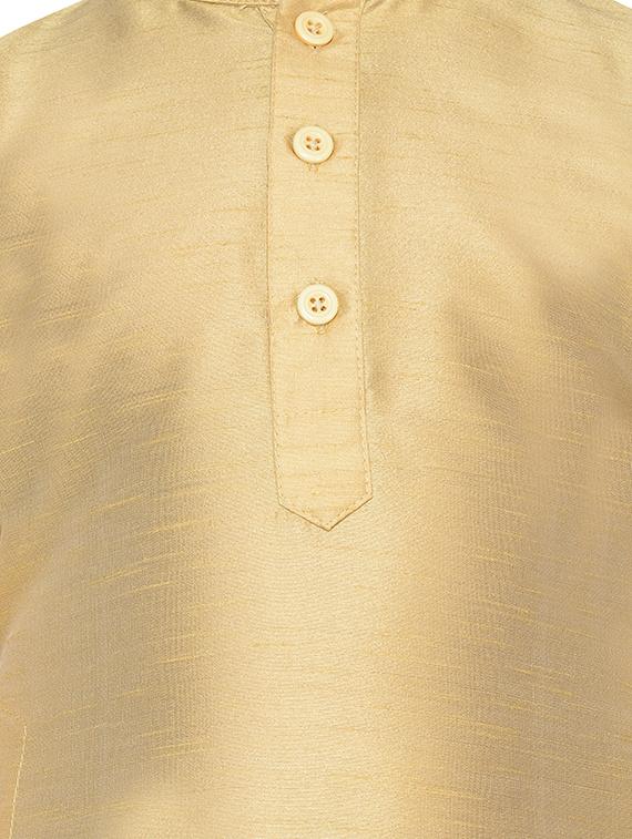 beige silk kurta set - 16047658 - Standard Image - 3