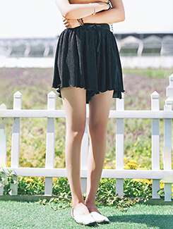 accordion pleat drawstring skorts