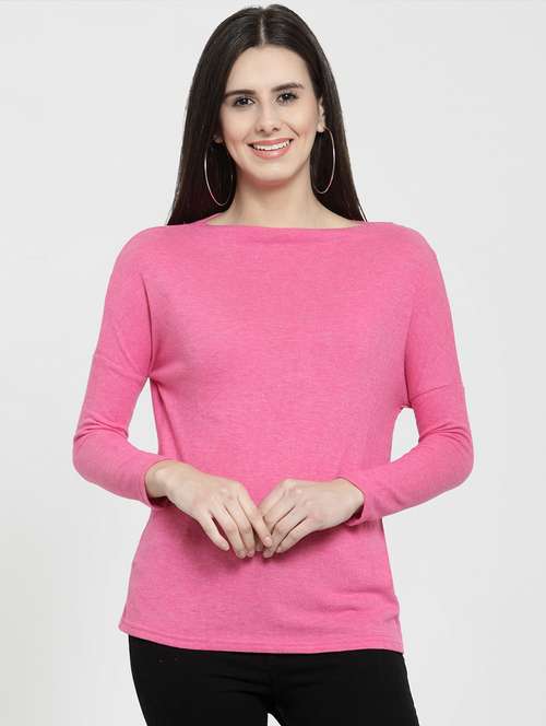 boat neck dropped shoulder top - 16050207 - Standard Image - 0