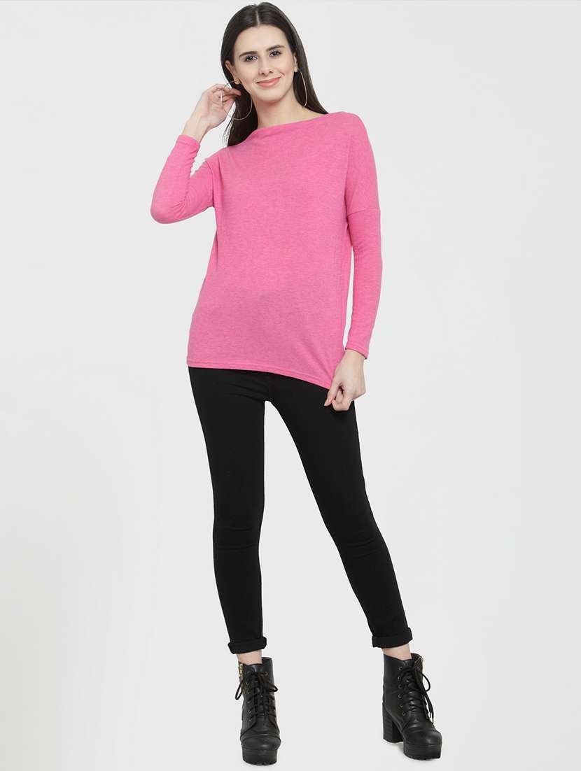 boat neck dropped shoulder top - 16050207 - Standard Image - 3