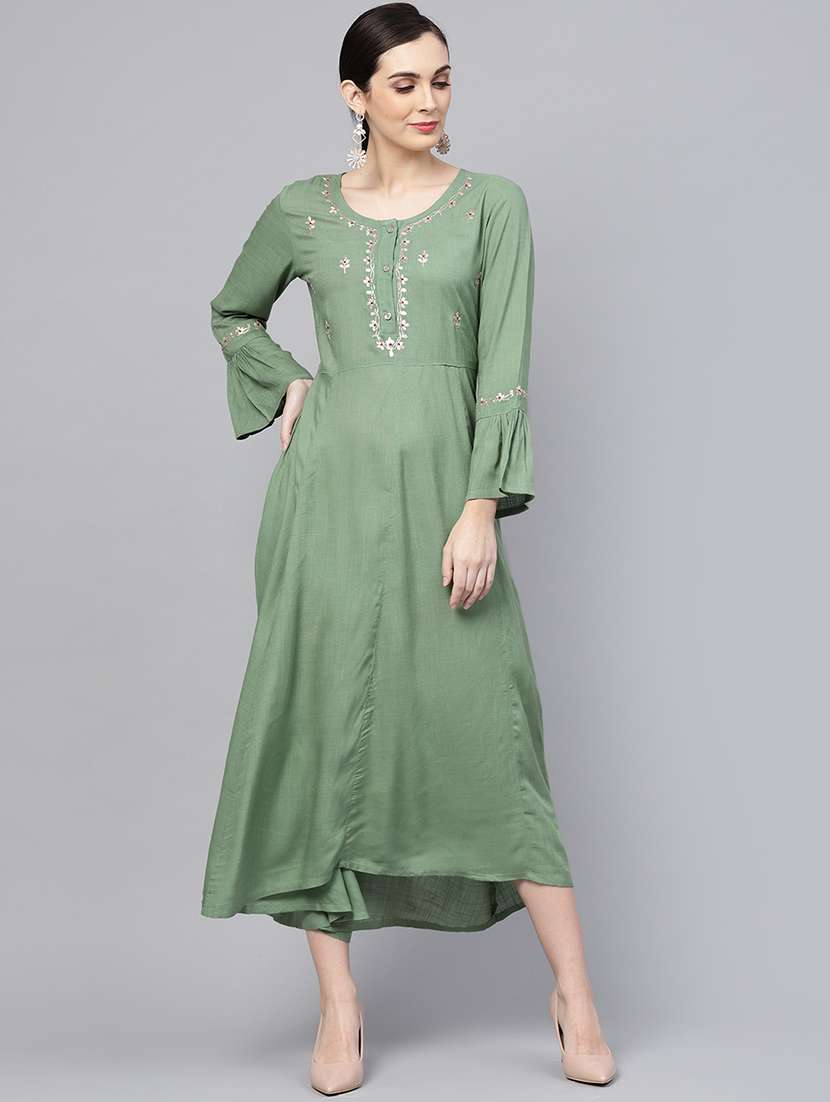 bell sleeves embroidered dress