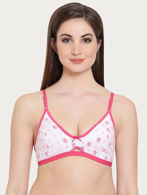 quirky print contrast piping bra - 16055167 - Zoom Image - 0