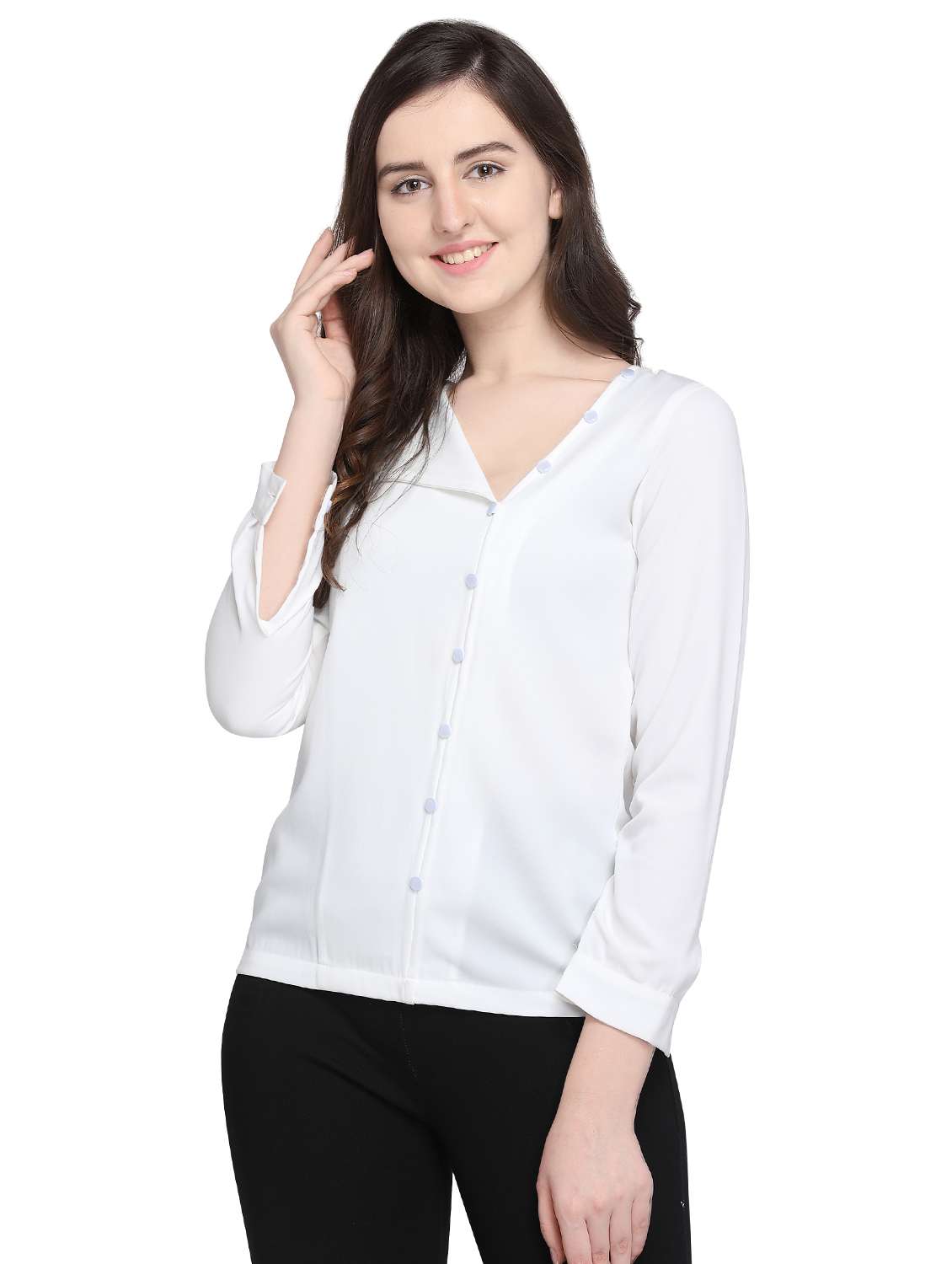 women's straight v neck top