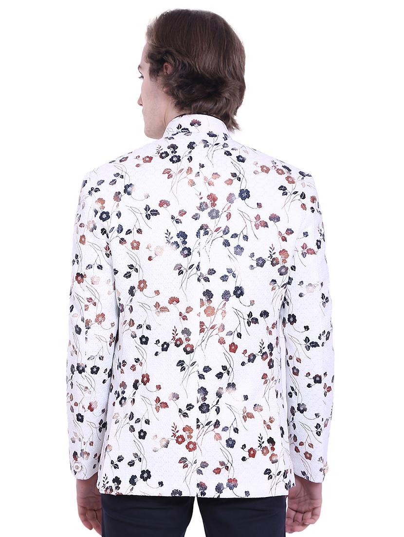 white cotton blend bandhgala - 16057368 - Standard Image - 3