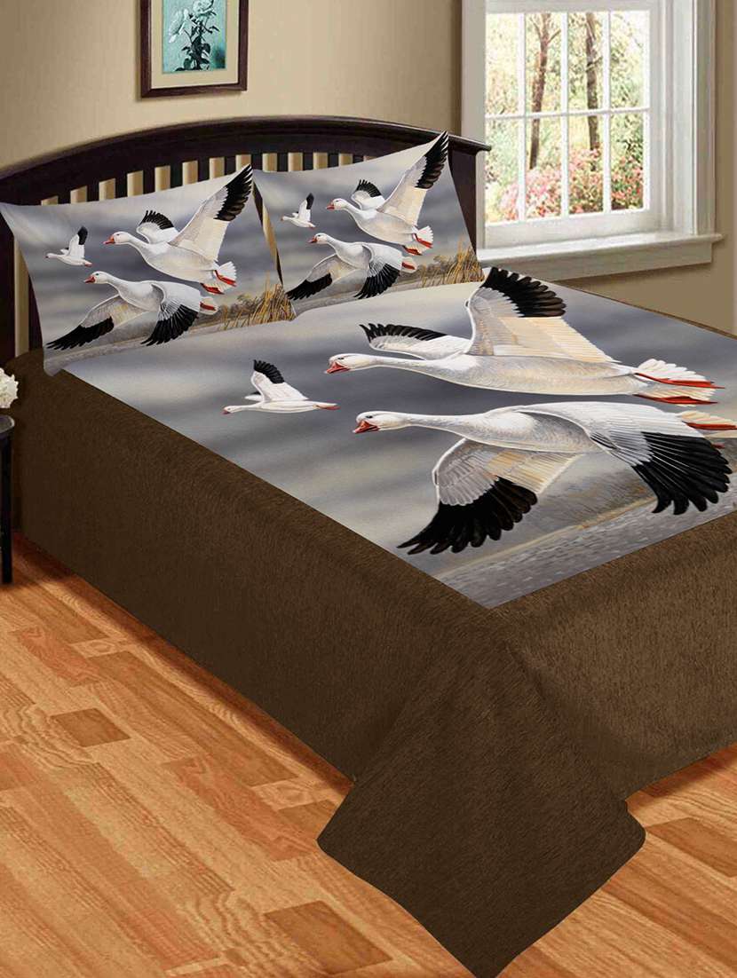 polycotton king size double bed sheet with 2 pillow covers