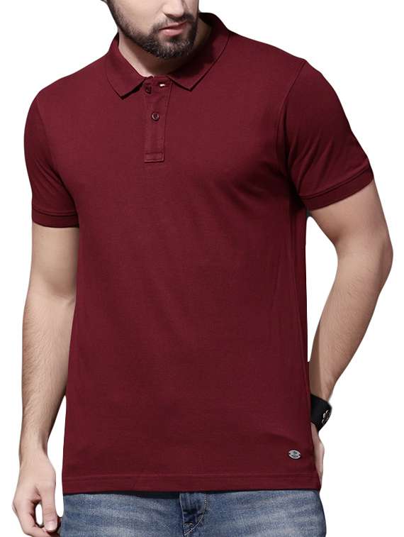 maroon solid polo tshirt