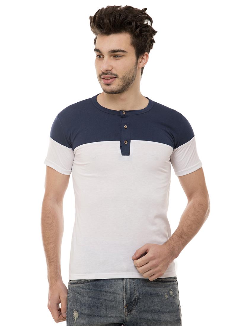 white color block cut & sew tshirt - 16062599 -  Zoom Image - 0
