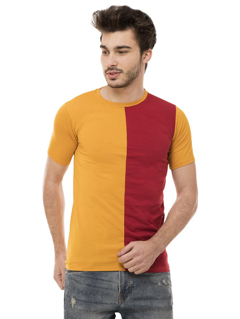 yellow color block tshirt - 16062603 - Zoom Image - 0