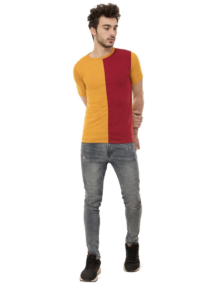 yellow color block tshirt - 16062603 - Standard Image - 3
