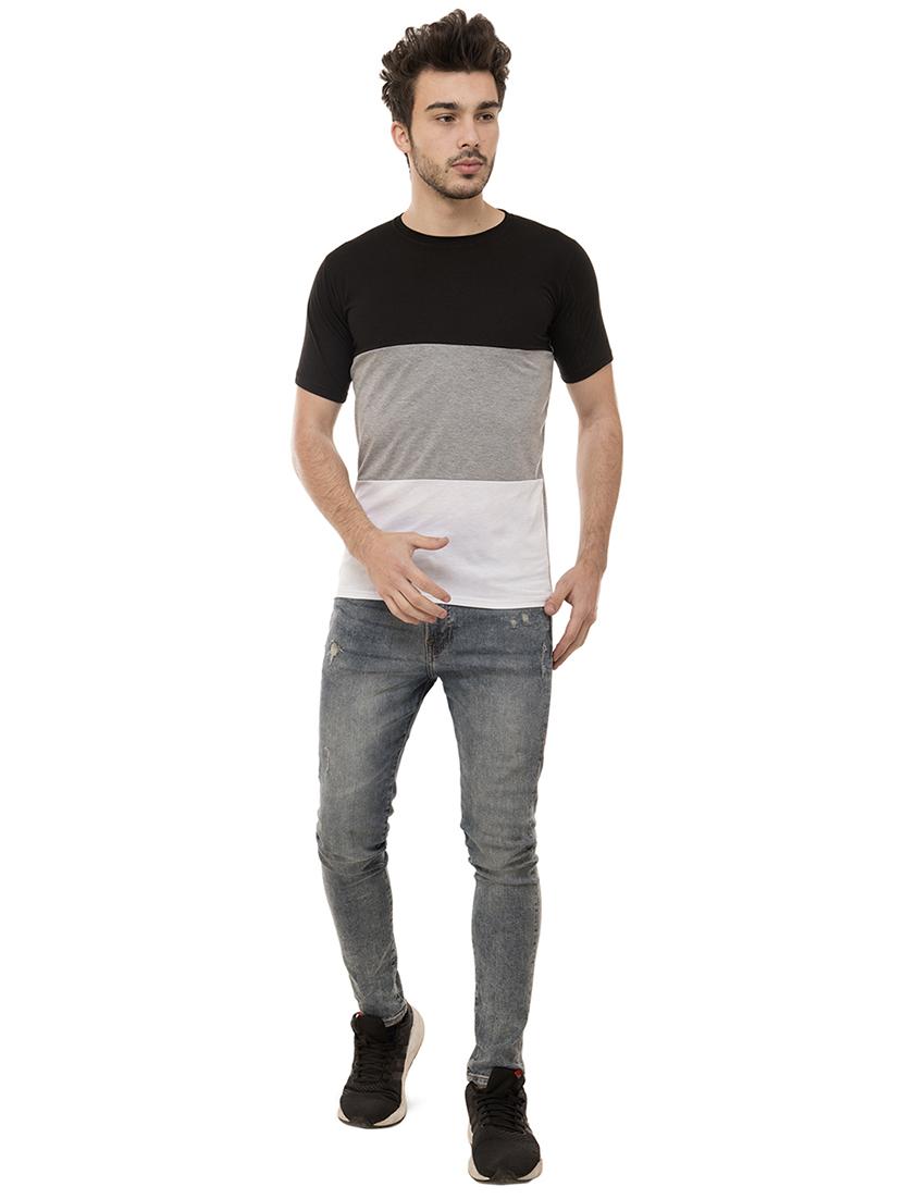 grey color block t-shirt - 16062604 - Standard Image - 3
