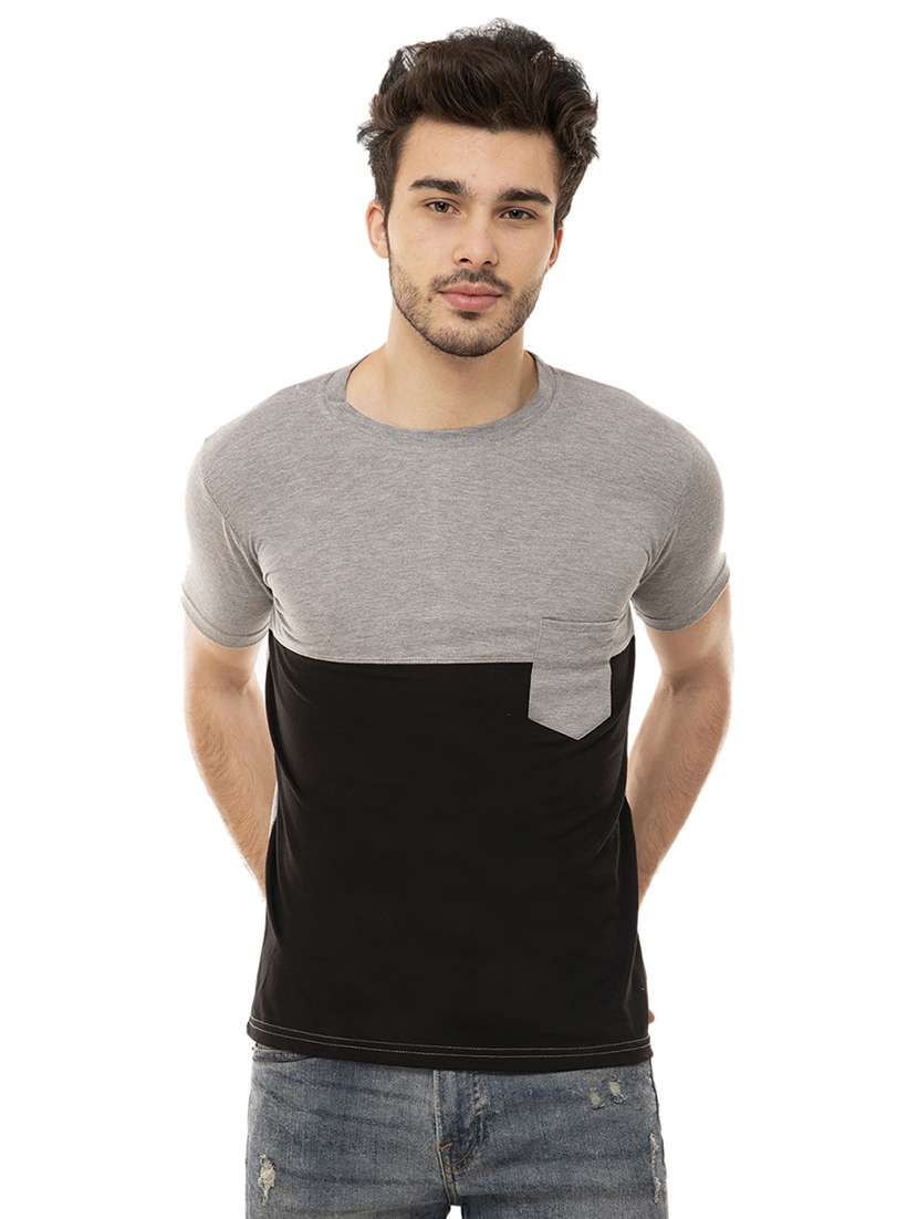 black color block pocket tshirt - 16062612 - Zoom Image - 0