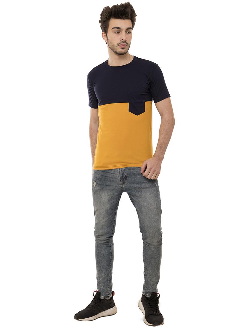yellow color block pocket tshirt - 16062613 - Standard Image - 3