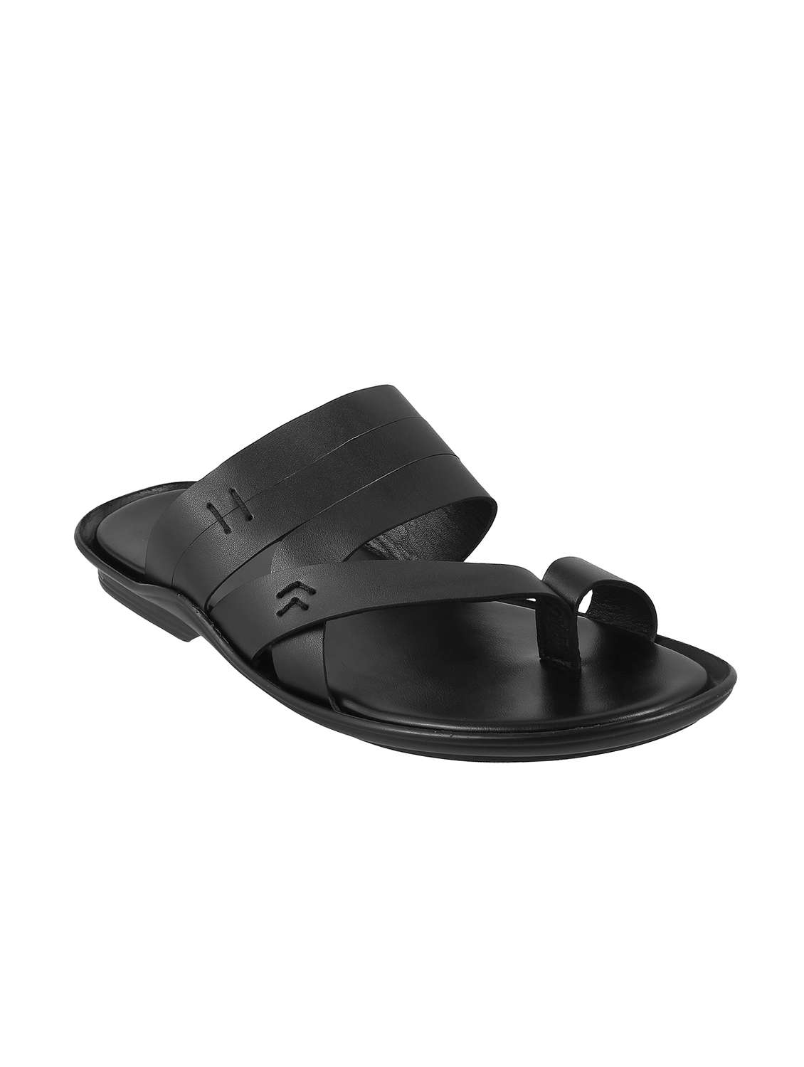 Buy online Black Leather Slip On Slippers from Slippers, Flip