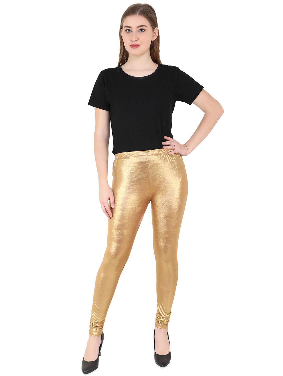 gold cotton leggings - 16072496 - Standard Image - 3
