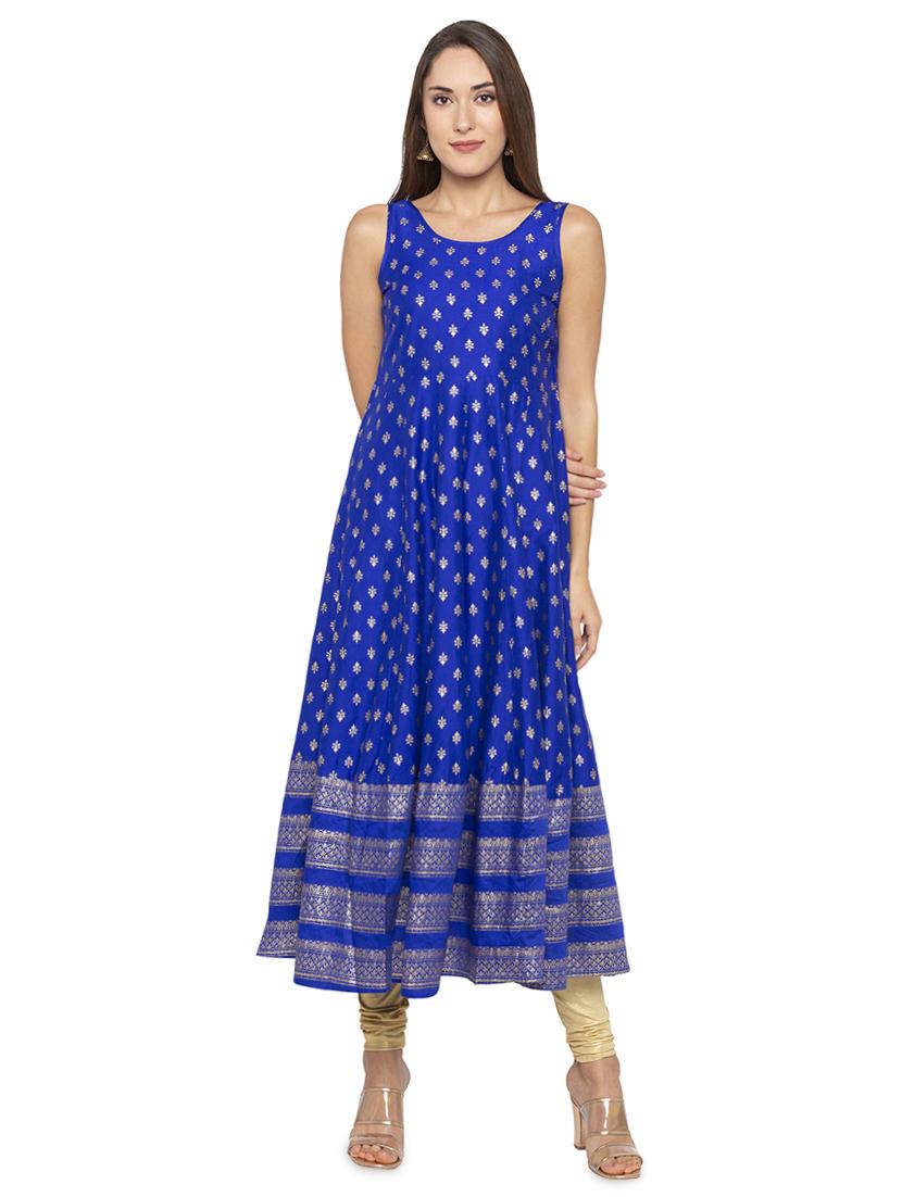 foil printed anarkali kurta - 16077911 -  Zoom Image - 0