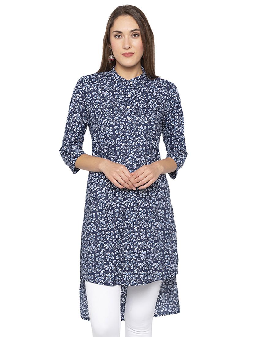 floral high-low straight kurta - 16077921 - Zoom Image - 0