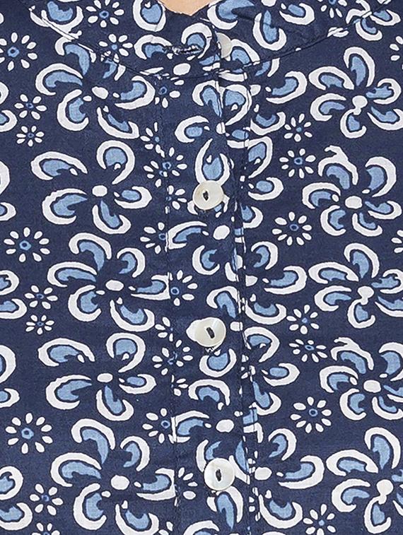 floral high-low straight kurta - 16077921 - Standard Image - 3
