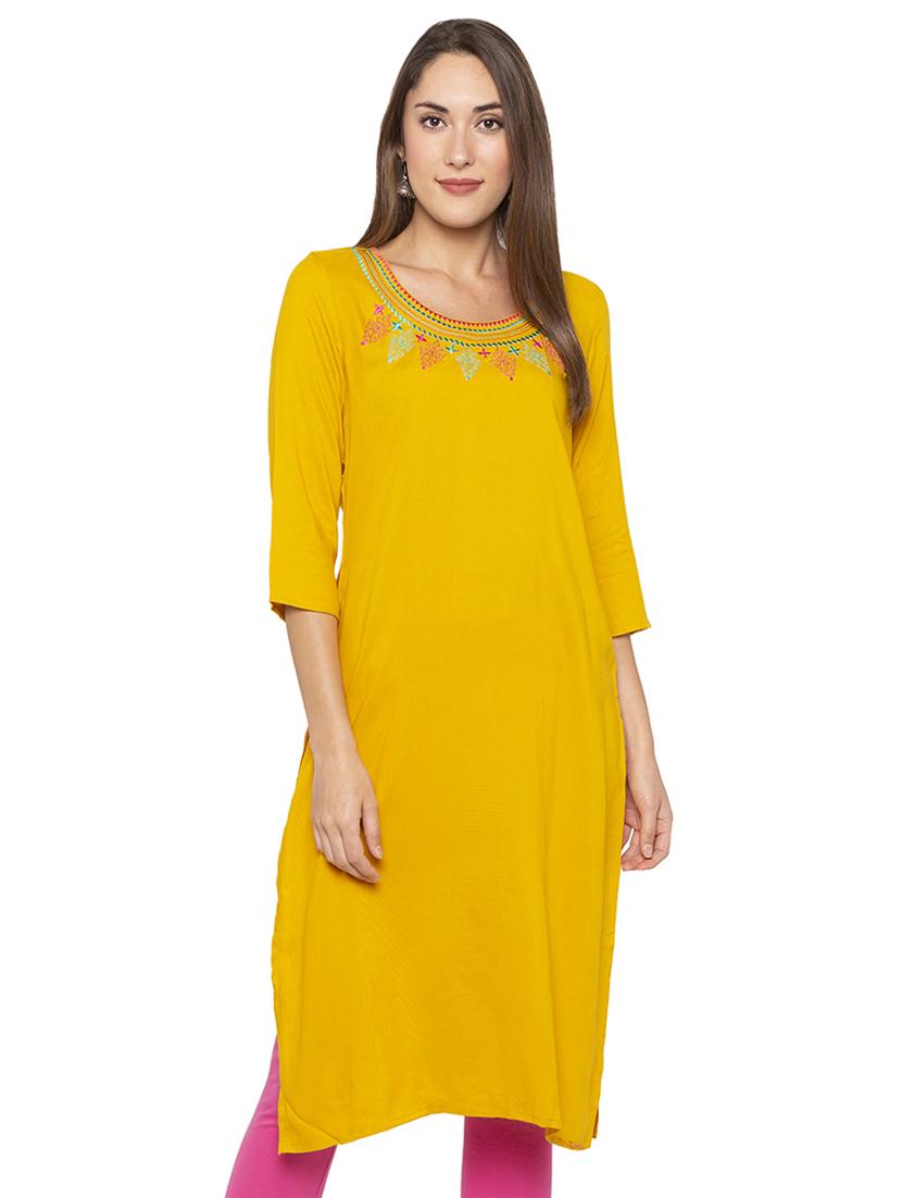 embroidered straight kurta - 16077936 -  Zoom Image - 0