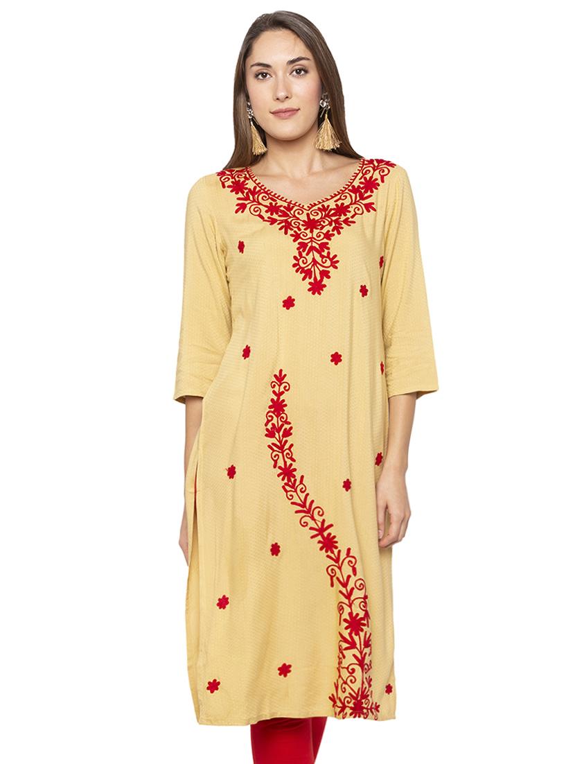 embroidered straight kurta - 16077937 -  Zoom Image - 0