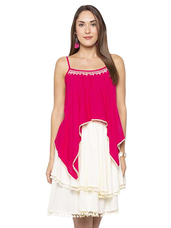 embroidered asymmetric cami top