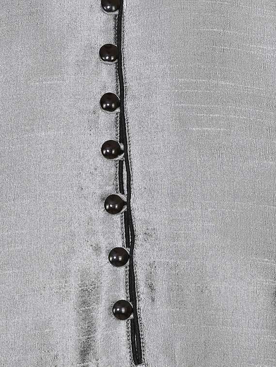 silver silk blend long kurta - 16079677 -  Standard Image - 3
