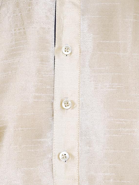 beige silk blend long kurta - 16079686 - Standard Image - 3
