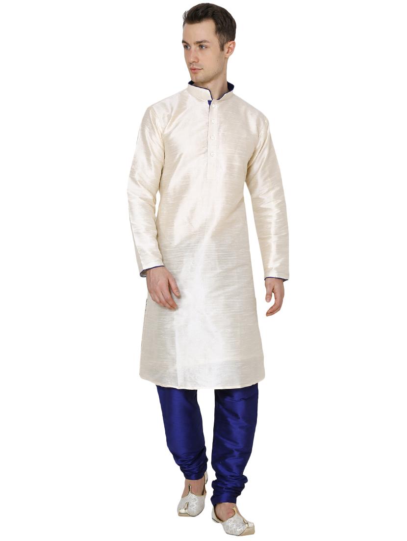 beige silk blend long kurta