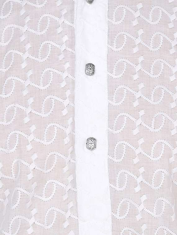 white cotton long kurta - 16079695 - Standard Image - 3