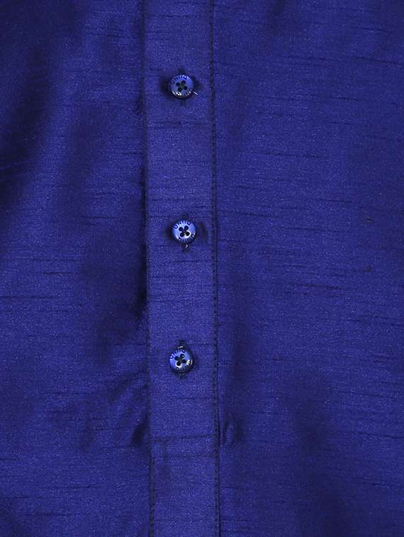 blue silk blend long kurta - 16079698 - Standard Image - 3