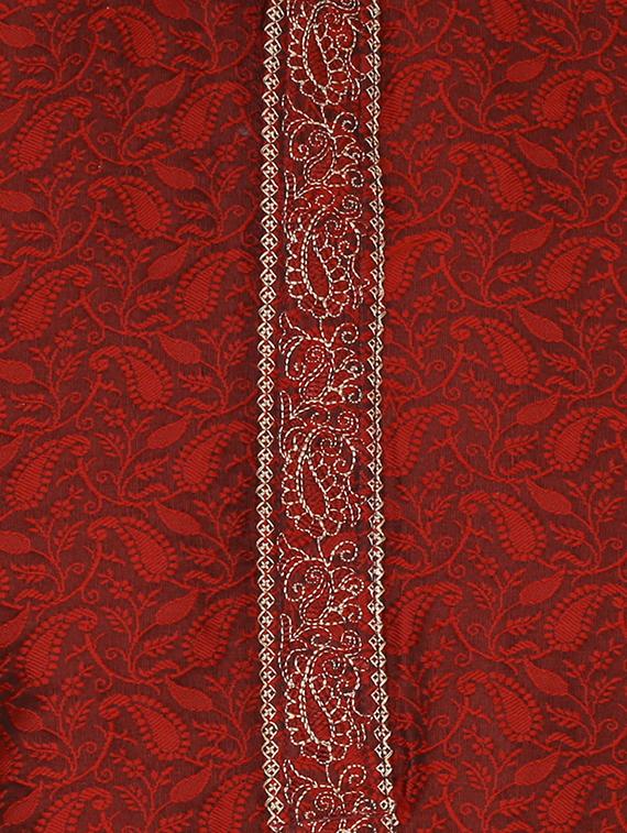 red silk blend long kurta - 16079702 - Standard Image - 3