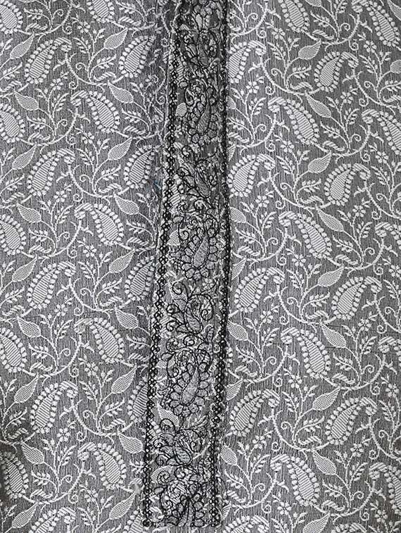 silver silk blend long kurta - 16079704 -  Standard Image - 3